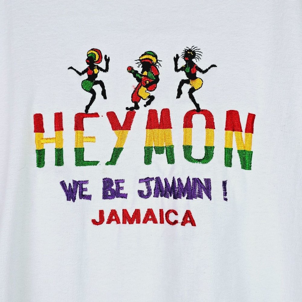 Vintage 90's Raga Hey Mon Jamaica Crew Neck T-Shirt, Sz XXL - Picture 2 of 10